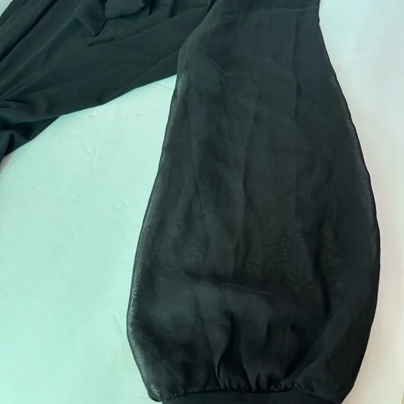 Atelier 29 Black Tie Front Blouse with Sheer Sleeves NWOT - Picture 5 of 6